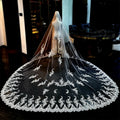 ROMANTIC Single Layer Long Big Tail Wedding Veil Car Bone Lace Super Bright Bridal Veil