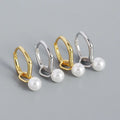 2024 New Fashion Earrings Jewelry 925 Sterling Silver Pearl Drop Hoop Earring for Women 18k Gold Plated Earrings Jewelry