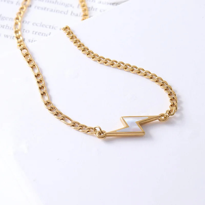 New Trendy Stainless Steel Heart Gift Jewelry 18k Gold Plated White Shell Clavicle Chain Choker Necklace