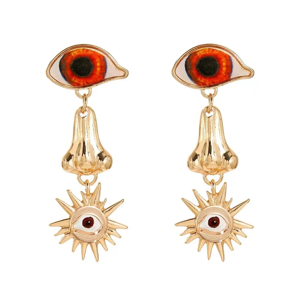 2023 Trendy Women Jewelry Earrings Female Turkish Blue Eyes Retro Exaggerated Earring Oil Dropping Earrings
