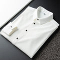 Light Luxury Autumn Thin Non-ironing Anti-wrinkle Business Casual White Shirt Mens Long Sleeve Slim Vertical Striped Shirtc