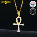 Moissanite Sterling Miami Hip Hop Men Women Rhinestone Diamond Shinning Pendant Ankh Cross Pendant