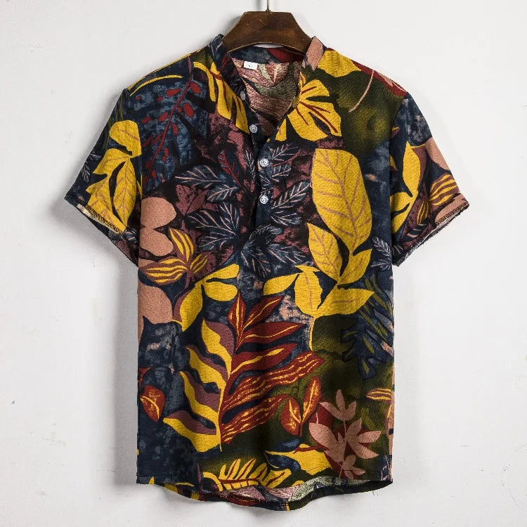Buy Men Pullover Short Sleeve Printing  Hawaiian Beach Shirt