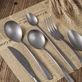 Vintage Steak Knife Fork and Spoon Set Make Old Chopsticks 304 Stainless Steel Dessert Spoon Nostalgic Snow Sand Tableware