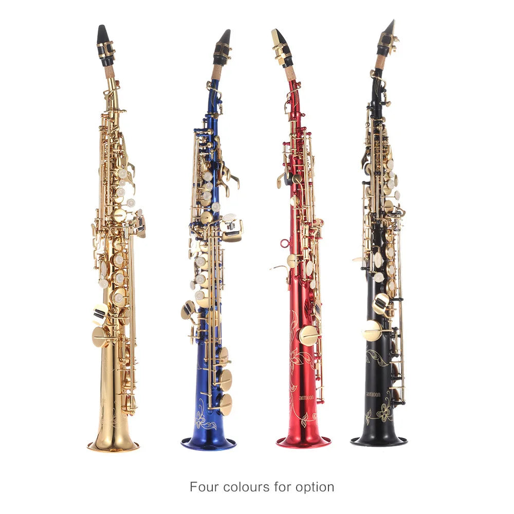 Logo Custom Accept Lacquer Gold Brass Saxophone B Flat soprano Saxophone Colors Choice Wind Instruments