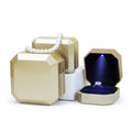 New Design Trend Rectangle Square LED Light Leather Modern Customized Size Logo Printed Buckle Closure Jewelry Packaging Box for