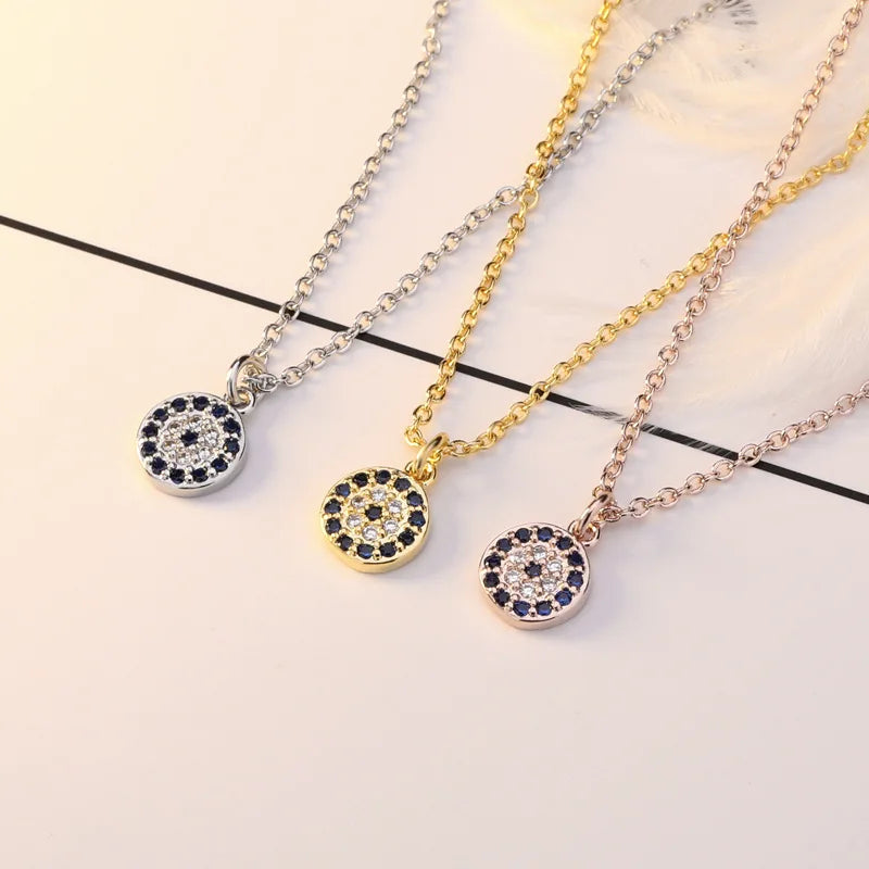 SC 14k Gold Plated Charm Necklace Trend Shinny Zircon  Pendant Necklace Devil Diamond Zircon Eye Necklaces for Women