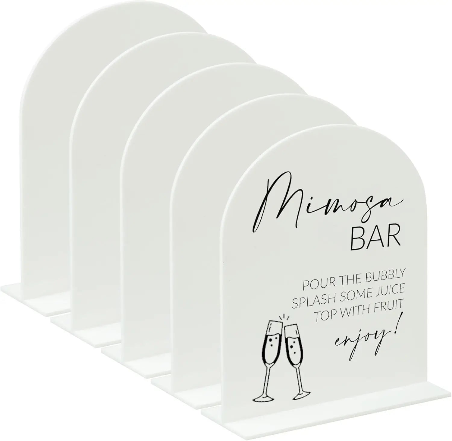 5 Pack 8x10 Inch White Acrylic Arch Sign Stand DIY Wedding Table Numbers & Event Signage Blank Table Signs Base Parties Events