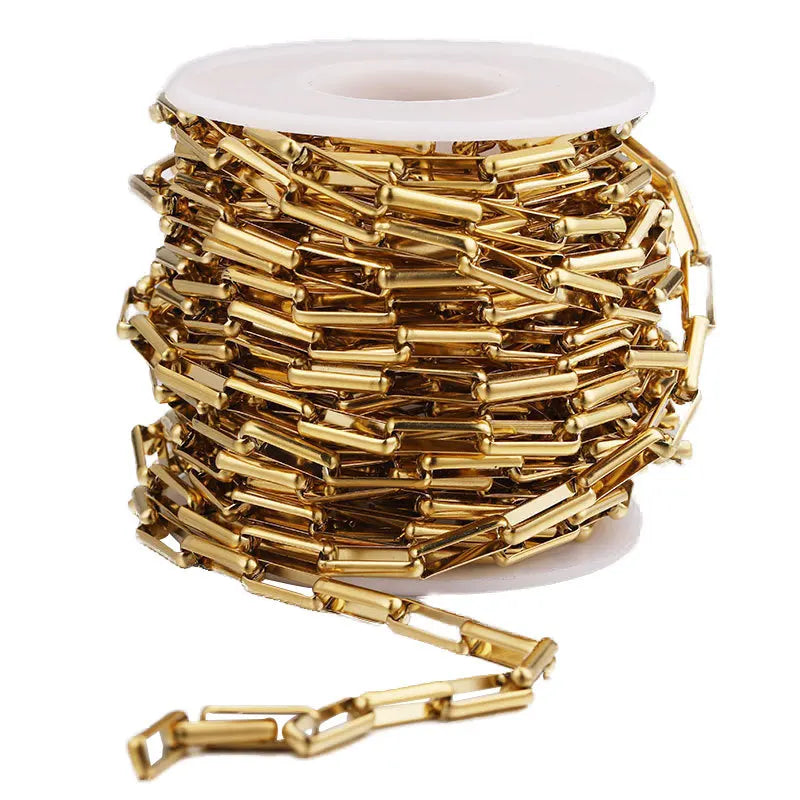 5*14mm Wide Silver/Gold Jewelry Meter Stainless Steel Rectangle Paper Clip Necklace Box Link Chain for Jewelry Making for Gifts
