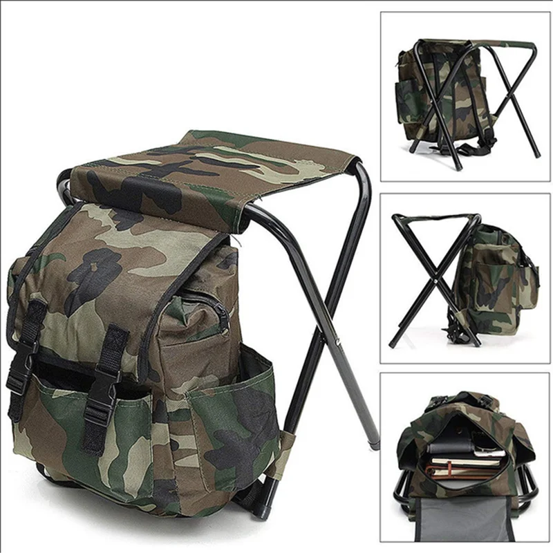 Custom Logo Portable Outdoor Camping Fishing Chair Folding Seat Large Capacity Lightweight Chair Bag with Backpack