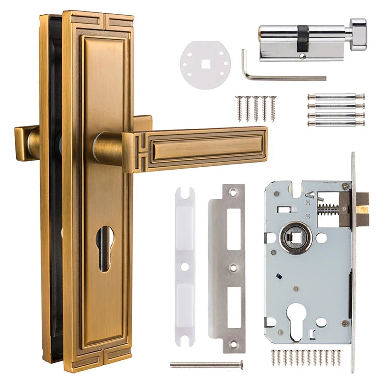 DoorShine Luxury Quality 9-Inch Modern Mortise Long Plate Lock Handle Sets Zinc Brass Straight Lever Door Knob for Interior Door