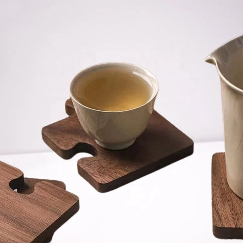 Custom Logo Specifications Low Price Wooden Beer Coasters Set for Drinks Wood With Holder