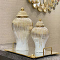 Porcelain Ginger Jar White and Gold Plating Jars Ceramic Jars with Lids Porcelain Home Decoration Art Deco Customized Decorative