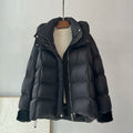 OFTBUY 2023 Women's Quilted Korean Style Short Jacket New Winter White Goose Filling Coat with Loose Fluffy Hood Dyed