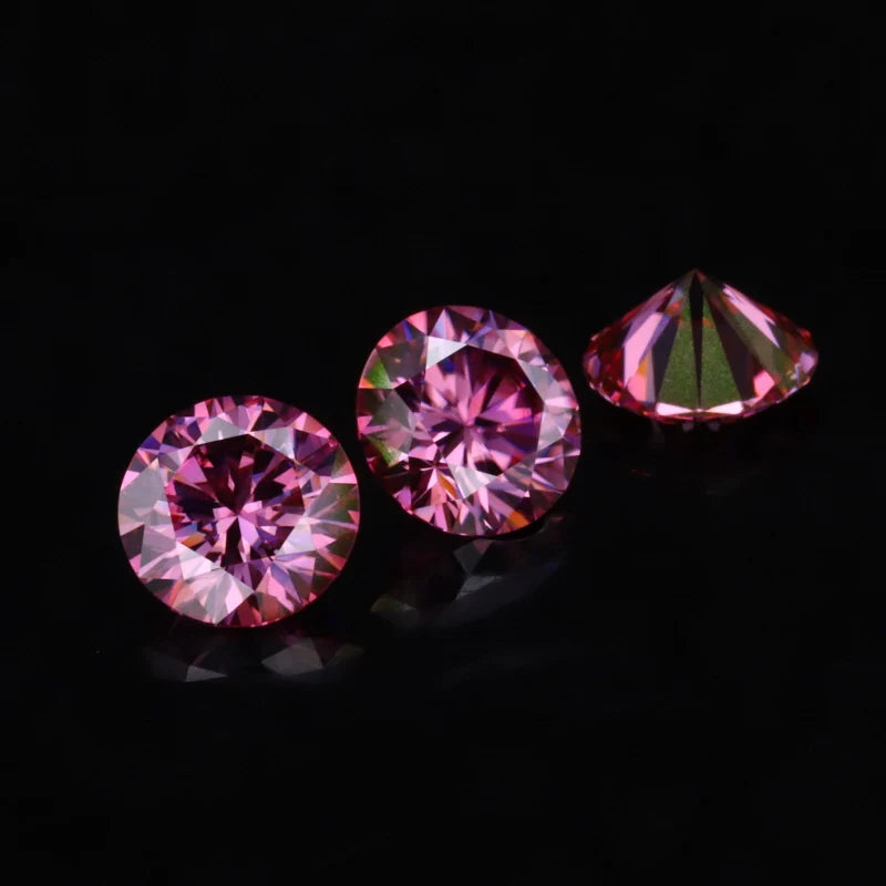 Starsgem  6.5mm 1ct Loose Gemstone Jewelry New Hot Loose Stones Lot Round pink Moissanite 1ct pink Moissanite