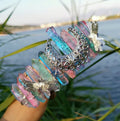 HZ Top quality plating color handmade comb custom dragonfly accessories moon blue pink crown bridal headband hair accessories crystal crafts