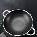 304 Stainless Steel Frying Pan 32cm Honeycomb Nonstick Wok With Double Ears Steel China Wok