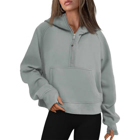 Womens Hoodies Quarter Zip Pullover Oversized Sweatshirts Half Zip Pullover With Pockets Fall Clothes