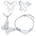 Butterfly Jewelry Sets 925 Silver Stud Earrings Bracelet Necklace Set