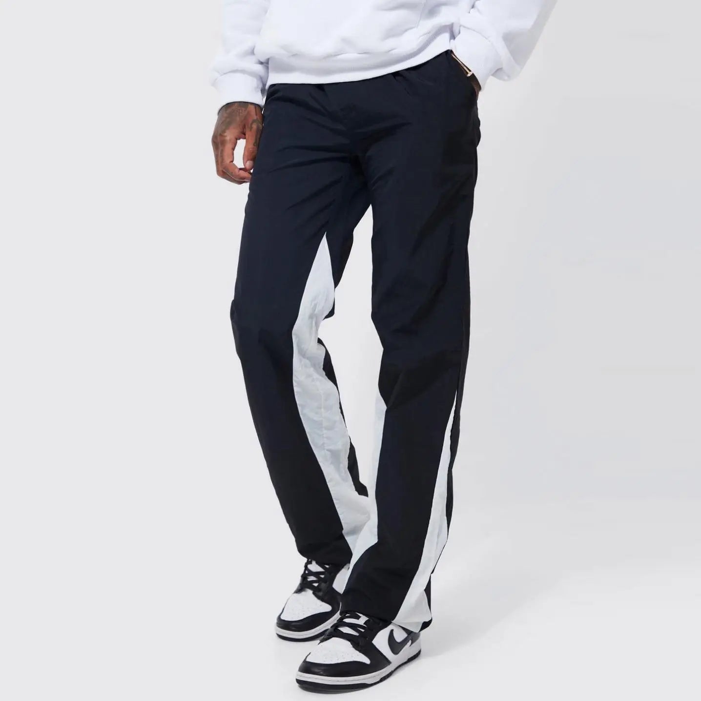 Flare Trousers for Men Custom OEM Men Jogger Polyester Drawstring Sweat Pants Outdoor Patchwork Men Flare Pants