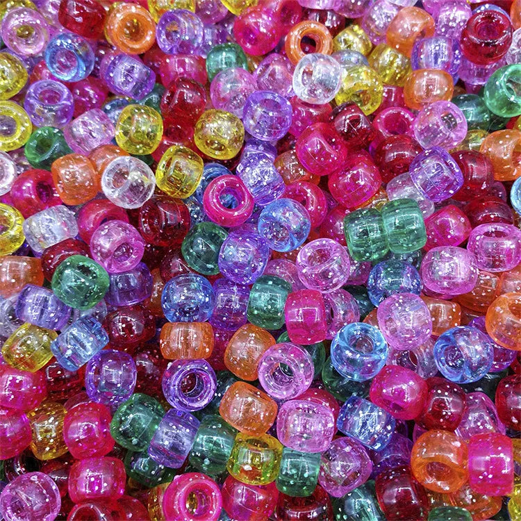 COLORFUL /MULTI 1000pcs 6*9mm  Glitter pony Beads for Jewelry Making Large Hole Beads for Beads Crafts