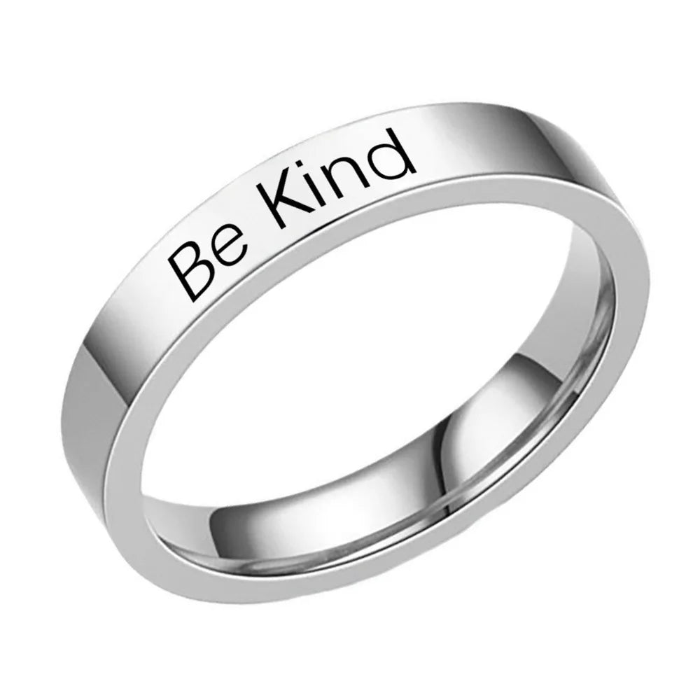 Vintage Silver Gold Stainless Steel Be Kind Ring Creative Men Punk Ring Jewelry Be Kind Mantra Ring for Men Women