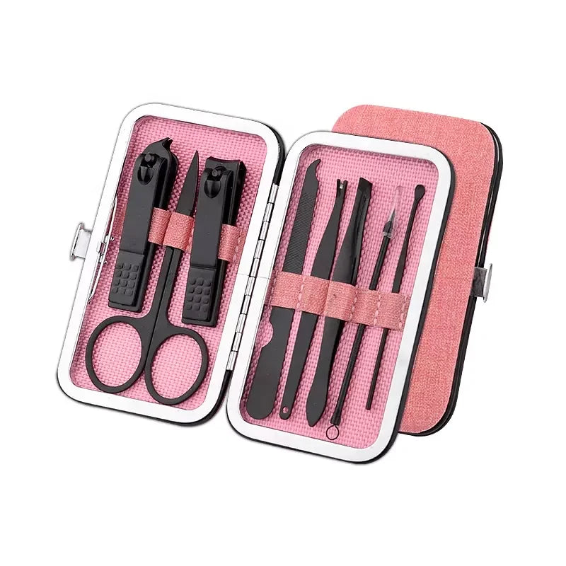 8-Piece Premium Nail Tool Kit Black Stainless Steel Manicure Pedicure Set for Personal Care Fingernail Trimmer for Use