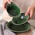 Nordic Retro Style Baroque Antique Embossed Flower Pattern Ceramic Bowls Porcelain Vintage Kiln Change Serving Salad Plate