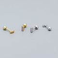 Fashion 925 Sterling Silver Jewelry Single Row Zircon 18K Gold Plated Sterling Silver Stud Earrings for Women