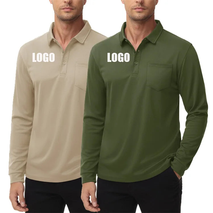 Wholesale Custom logo Long Sleeve Golf Polos Men Men's Embroidered Polo Shirts Polo Tshirt for Men
