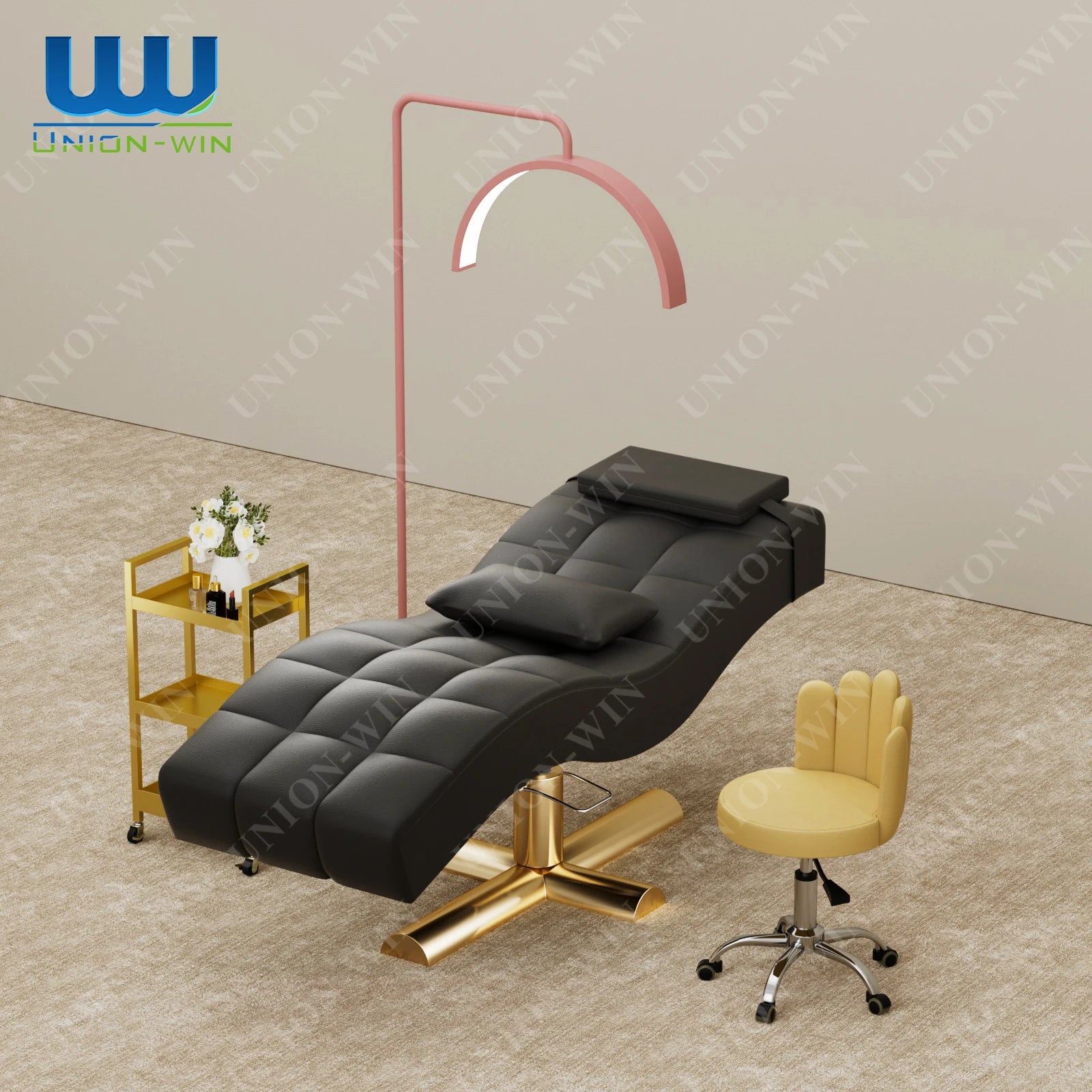 Union Win Custom Foldable Lash Bed Adjustable Beauty Lashista Eyelash Massage Table Spa Salon Facial Curve Lash Bed