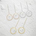 Grace Fashion Dangle Earrings Stainless Steel with Long Chain Waterproof and Hypoallergenic Belle Pearl Circle Design