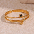 Double Layer 14k Gold Plated Cubic Zirconia Ring 925 Sterling Silver Engagement Rings Jewelry Women