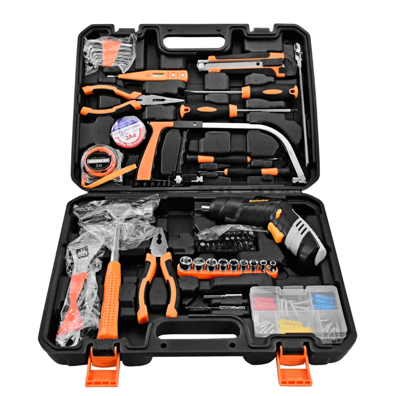 SOLUDE 107 Household Hardware Tool Set Household Manual Woodworking Tool Box Power Tool Gift Repair Wholesale