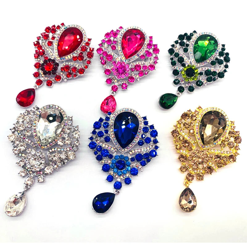 Blue Wedding Bridal Brooch Pin with Big Crystal Rhinestone for Women's Bouquet Parties Engagements Children's Gifts