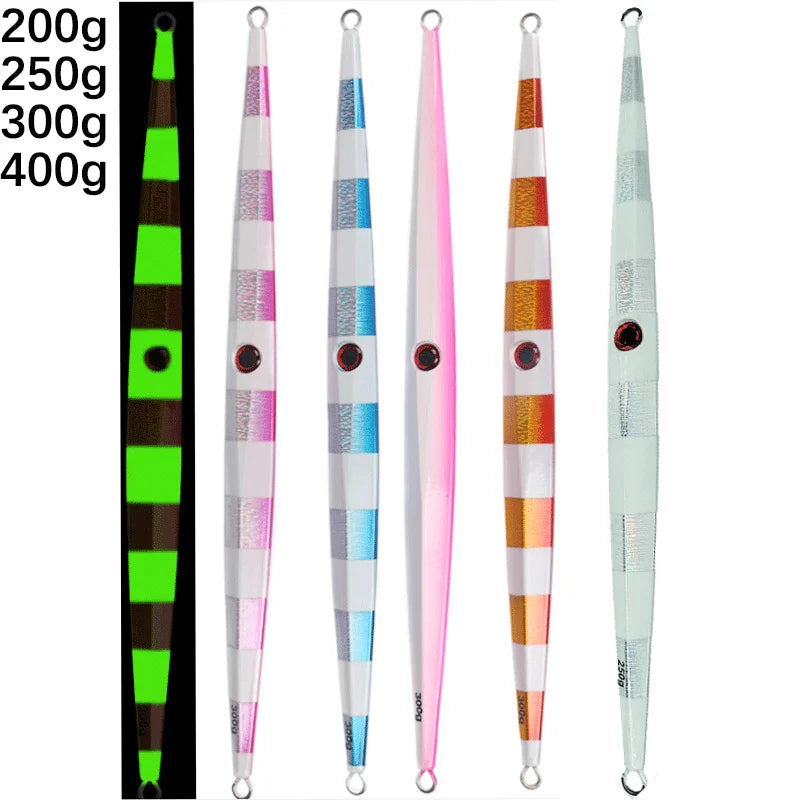200g 250g 300g 400g Saltwater Lure Assist Hook Pitch Fishing Metal Jig Head With Spinner Blade Fast Slow Fall Pitch Bait