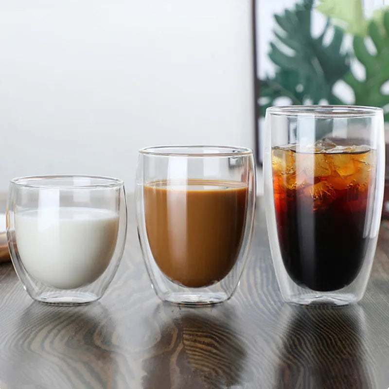 Double Walled Glass Cup Water Whiskey Crystal Drinking Glassware Highball Borosilicate Glass Coffee Cup Manufacturers