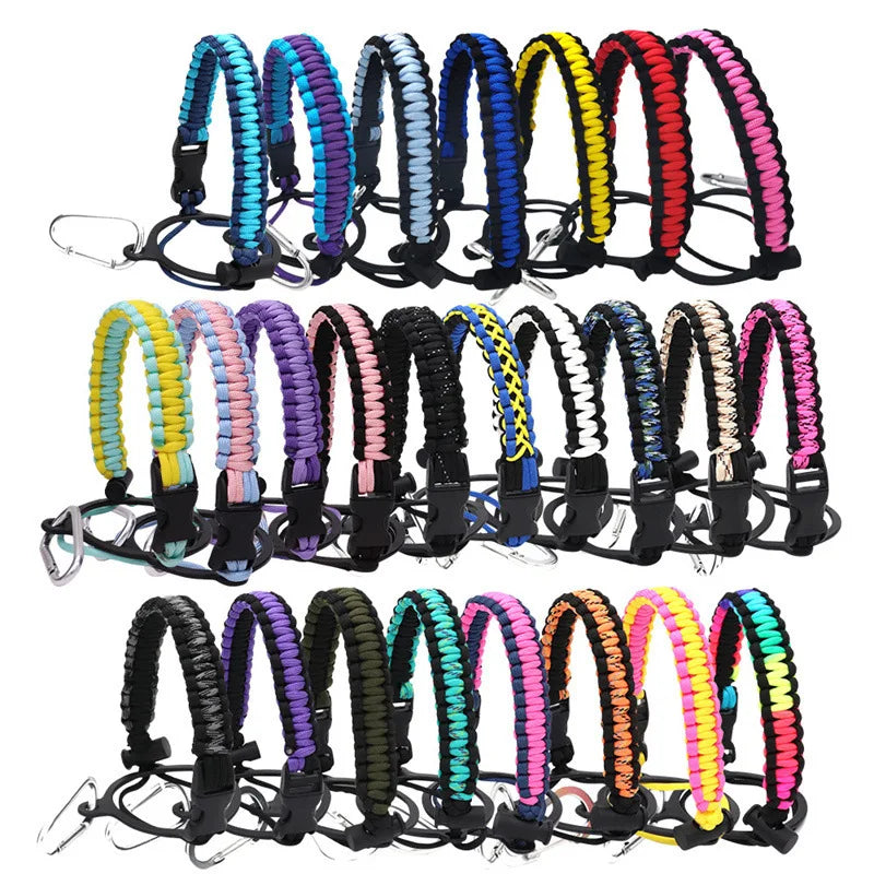 Wholesale Wide Mouth Water Bottles Holder Carrier Strap Paracord Handle with Carabiner and Compass