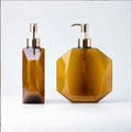Customized High-end Hexagonal Plastic Bottle 300 600ml Shampoo Bottle Hair Care Press Lotion Flask PETG