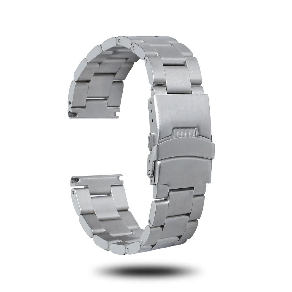 22mm 24mm Luxury Top Grade Silver Metal Wrist Watch Strap Bracelet With 304L Stainless Steel