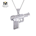 Messi Jewelry 925 Silver Jewelry Iced Out Cz Stone Pendant Hip-Hop Gun Chain Necklace for Men