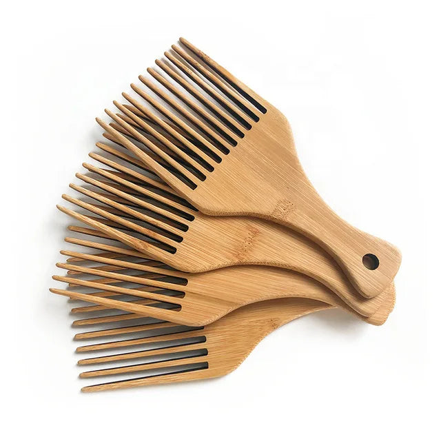 Custom Logo Eco-friendly Natural Styling Afro Pick Comb Long Wide Tooth Hair Beards Comb for Home Laser Cut Hotel Quality