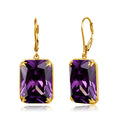 24k Gold Plated Custom Jewels Women Statement Baroque Gem Long Earring 925 Sterling Silver Amethyst Earings