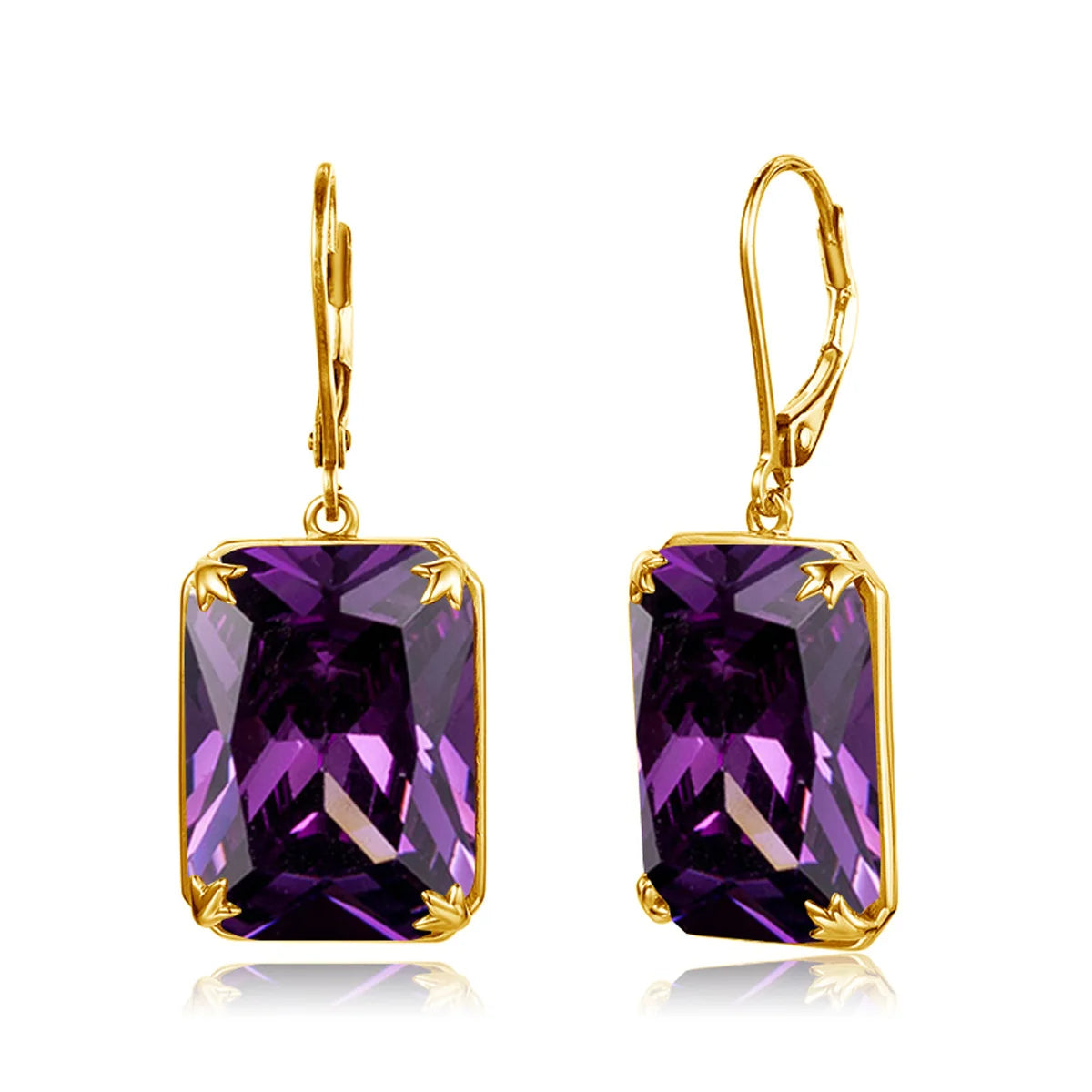 24k Gold Plated Custom Jewels Women Statement Baroque Gem Long Earring 925 Sterling Silver Amethyst Earings