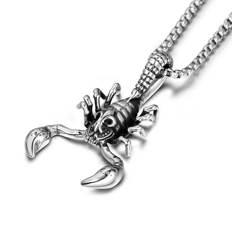 Punk Hips Hop Style Mens Necklace 316L Stainless Steel Scorpion Shape Fine Pendant for Hallowmas Gift