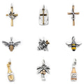 Wholesale 925 Sterling Silver Charm Antique Silver Charms Cross Bee Bottle Charm for Women Men Children