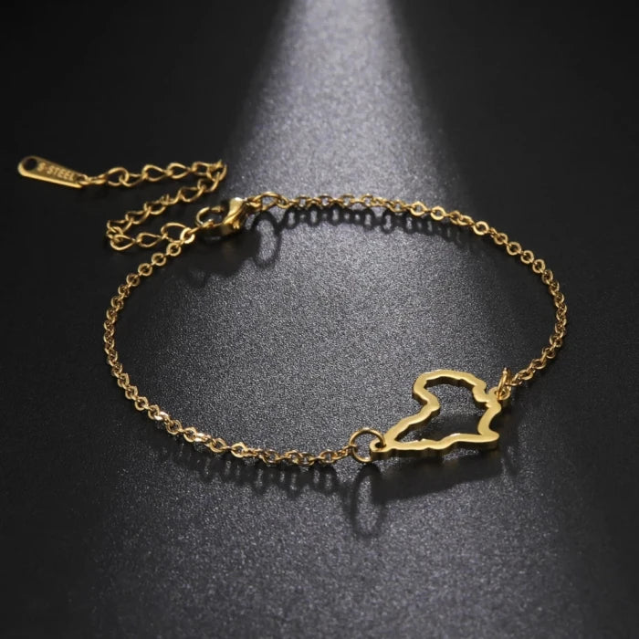 Africa Female Wrist Bracelet Jewelry Silver Gold Color Wholesale Stainless Steel Hollow Africa Map Charm Bracelet for Women Men