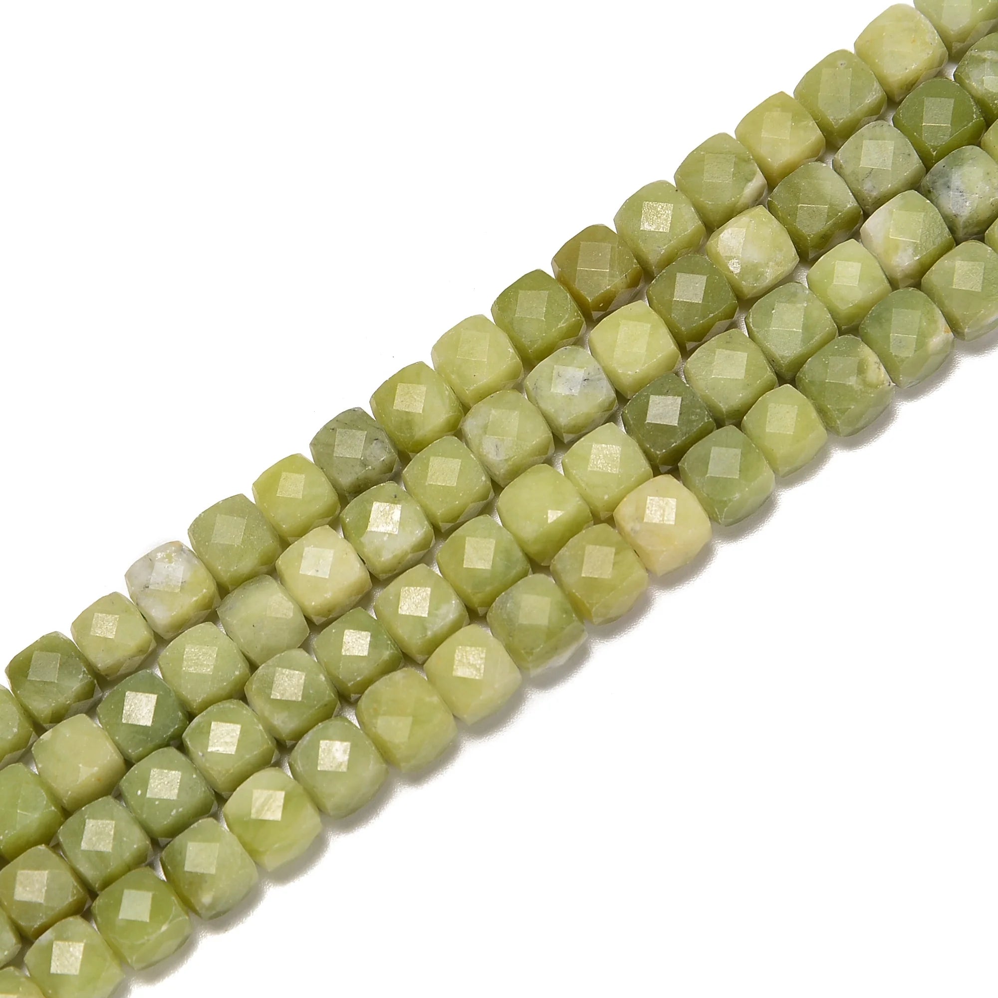 Wholesale AAA Grade Natural Green Jade Faceted Cube Loose Gemstone Stone Beads for Jewelry Bracelets Earrings Making 6-7mm