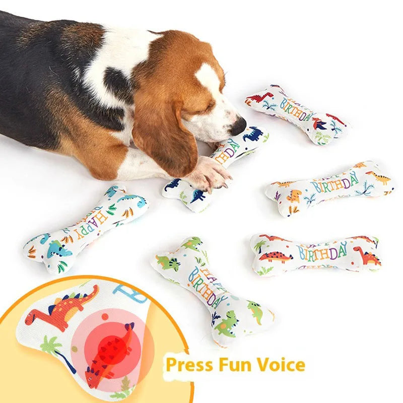 Party Squeaky Plush Gift Theme Chew Happy Birthday Pet Dog Toy