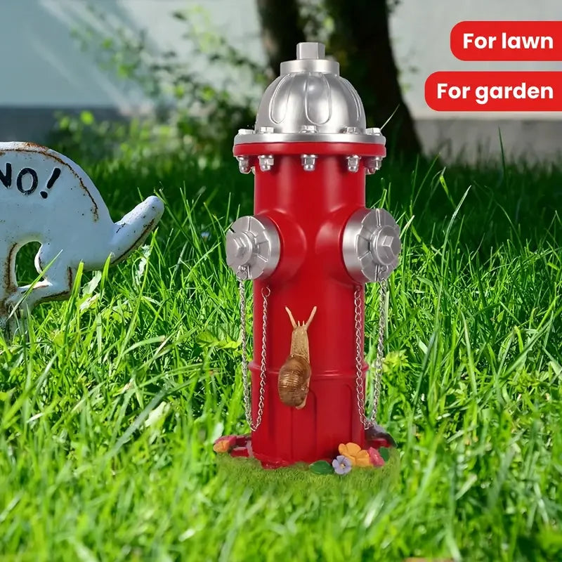 Hot Sale Classic Red Fire Hydrant Resin Sculpture with Silver Top & Chain Details Outdoor Garden Decor for Lawn Pathway